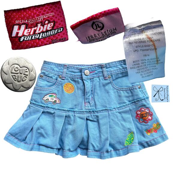 Disney Herbie Fully Loaded Love Bug Denim Skort Kids Sz 7/8 M - Picture 1 of 5